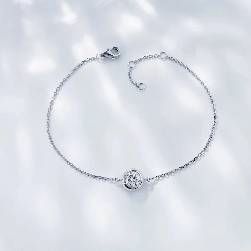 0.51 ctw Minimalist Round-Cut Lab-Grown Diamond Bracelet in 18K White Gold