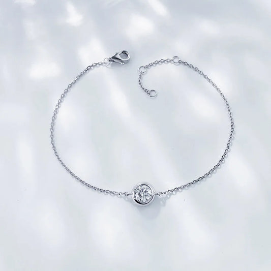 0.51 ctw Minimalist Round-Cut Lab-Grown Diamond Bracelet in 18K White Gold
