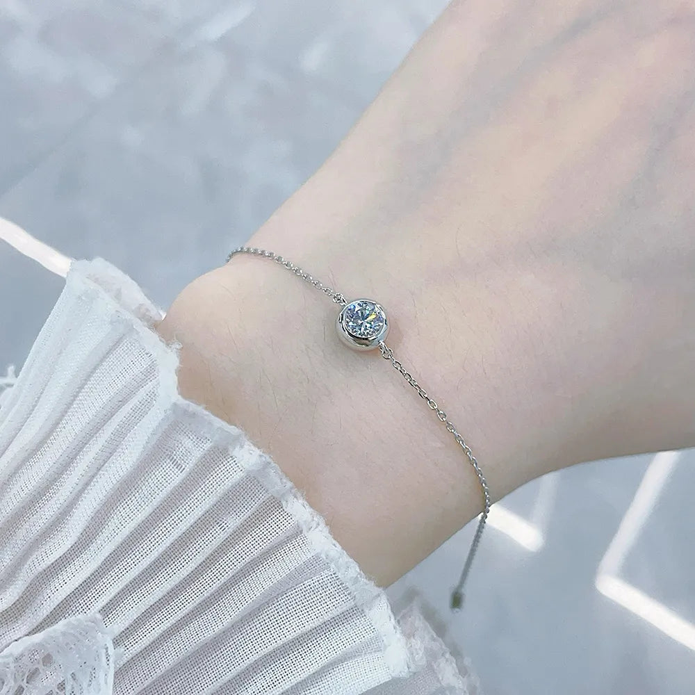 0.51 ctw Minimalist Round-Cut Lab-Grown Diamond Bracelet in 18K White Gold