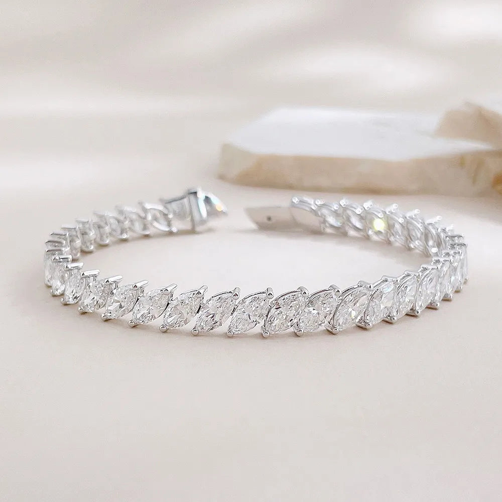 12.15 ctw Celestial Marquise-Cut Lab-Grown Diamond Bracelet in 18K White Gold