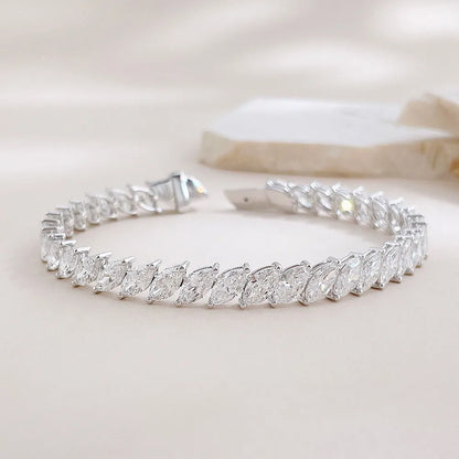 12.15 ctw Celestial Marquise-Cut Lab-Grown Diamond Bracelet in 18K White Gold
