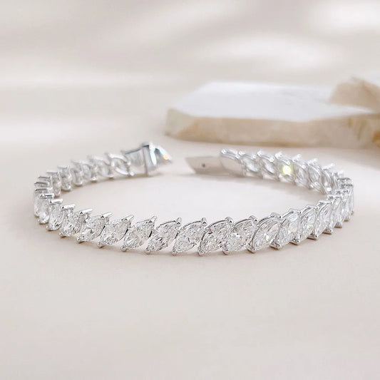 12.15 ctw Celestial Marquise-Cut Lab-Grown Diamond Bracelet in 18K White Gold