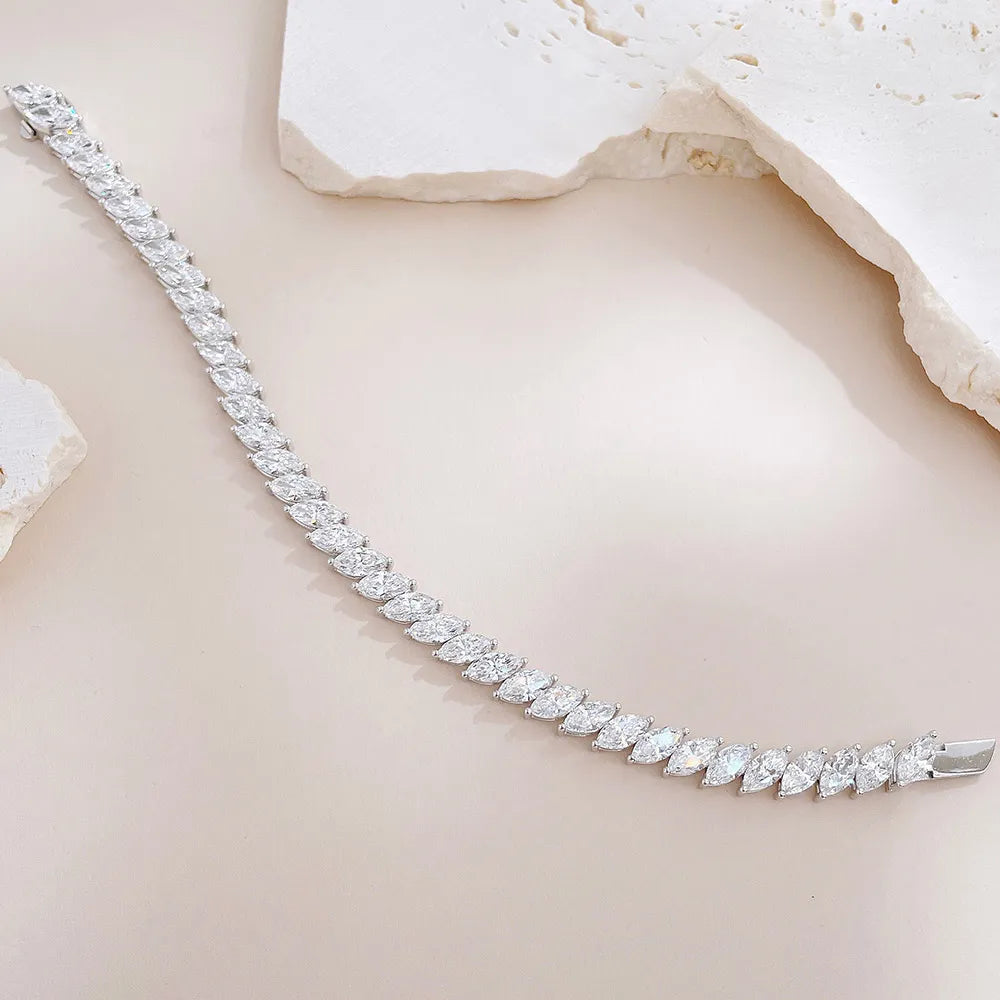12.15 ctw Celestial Marquise-Cut Lab-Grown Diamond Bracelet in 18K White Gold