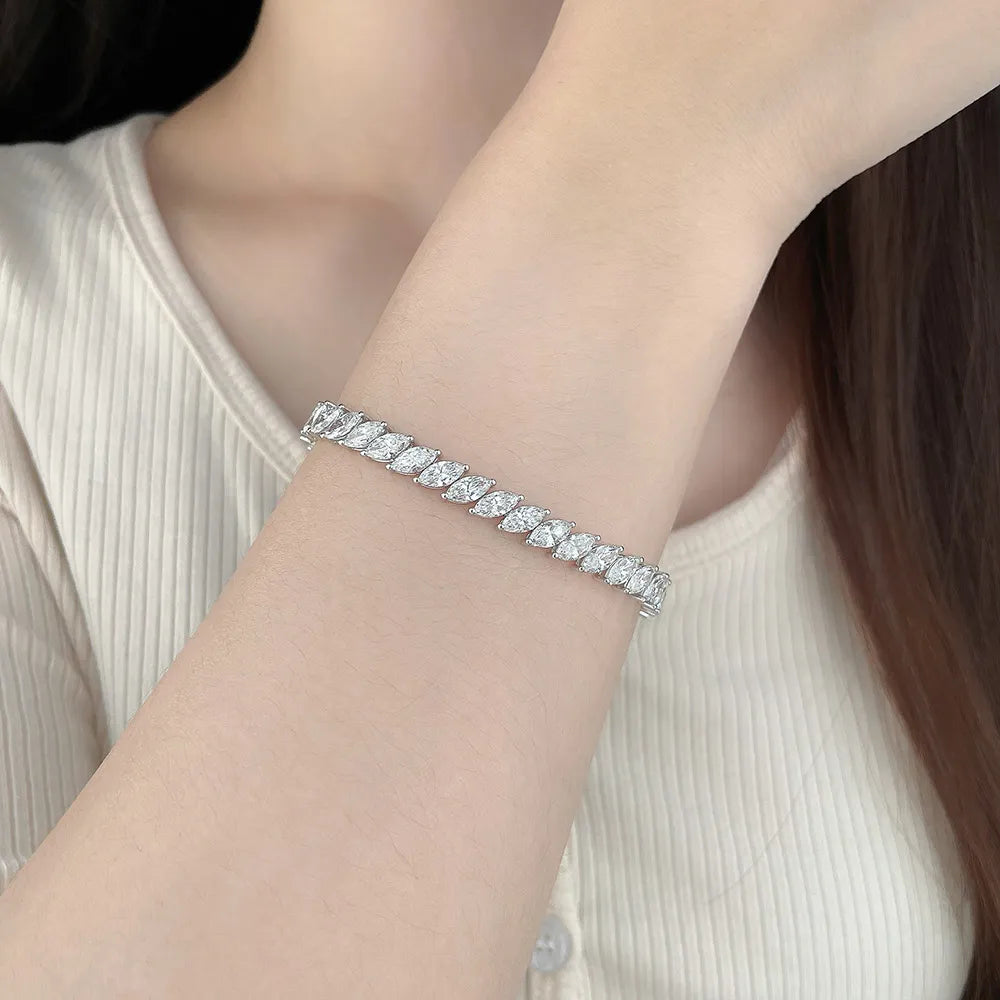 12.15 ctw Celestial Marquise-Cut Lab-Grown Diamond Bracelet in 18K White Gold