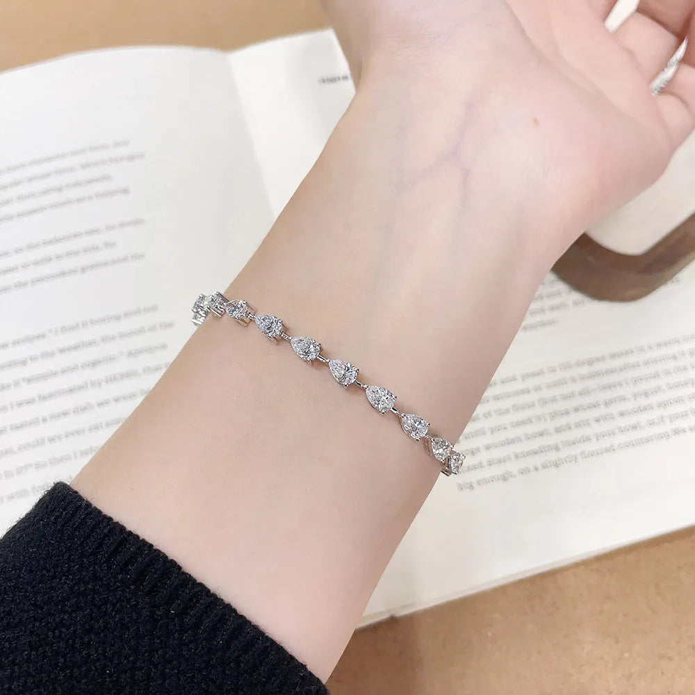 7.87 ctw Celestial Pear-Cut Lab-Grown Diamond Bracelet in 18K White Gold