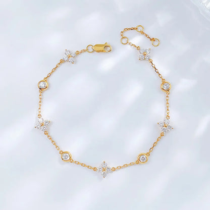 Four-Leaf Clover Round-Cut Lab-Grown Diamond Bracelet in 18K Yellow Gold – APYB00016-Y
