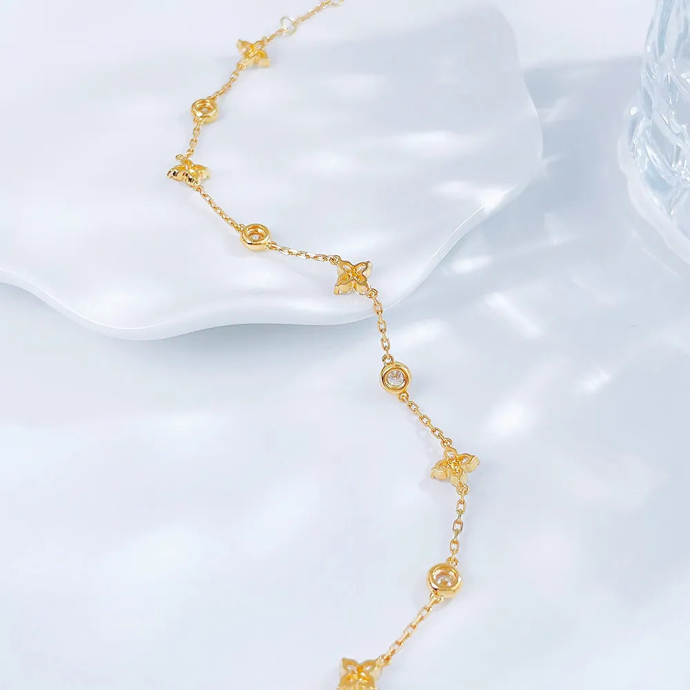 Four-Leaf Clover Round-Cut Lab-Grown Diamond Bracelet in 18K Yellow Gold – APYB00016-Y