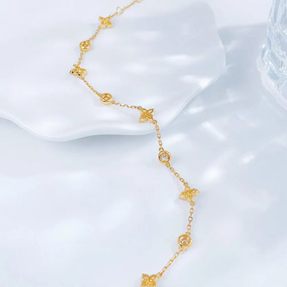 Four-Leaf Clover Round-Cut Lab-Grown Diamond Bracelet in 18K Yellow Gold – APYB00016-Y