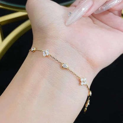 Four-Leaf Clover Round-Cut Lab-Grown Diamond Bracelet in 18K Yellow Gold – APYB00016-Y