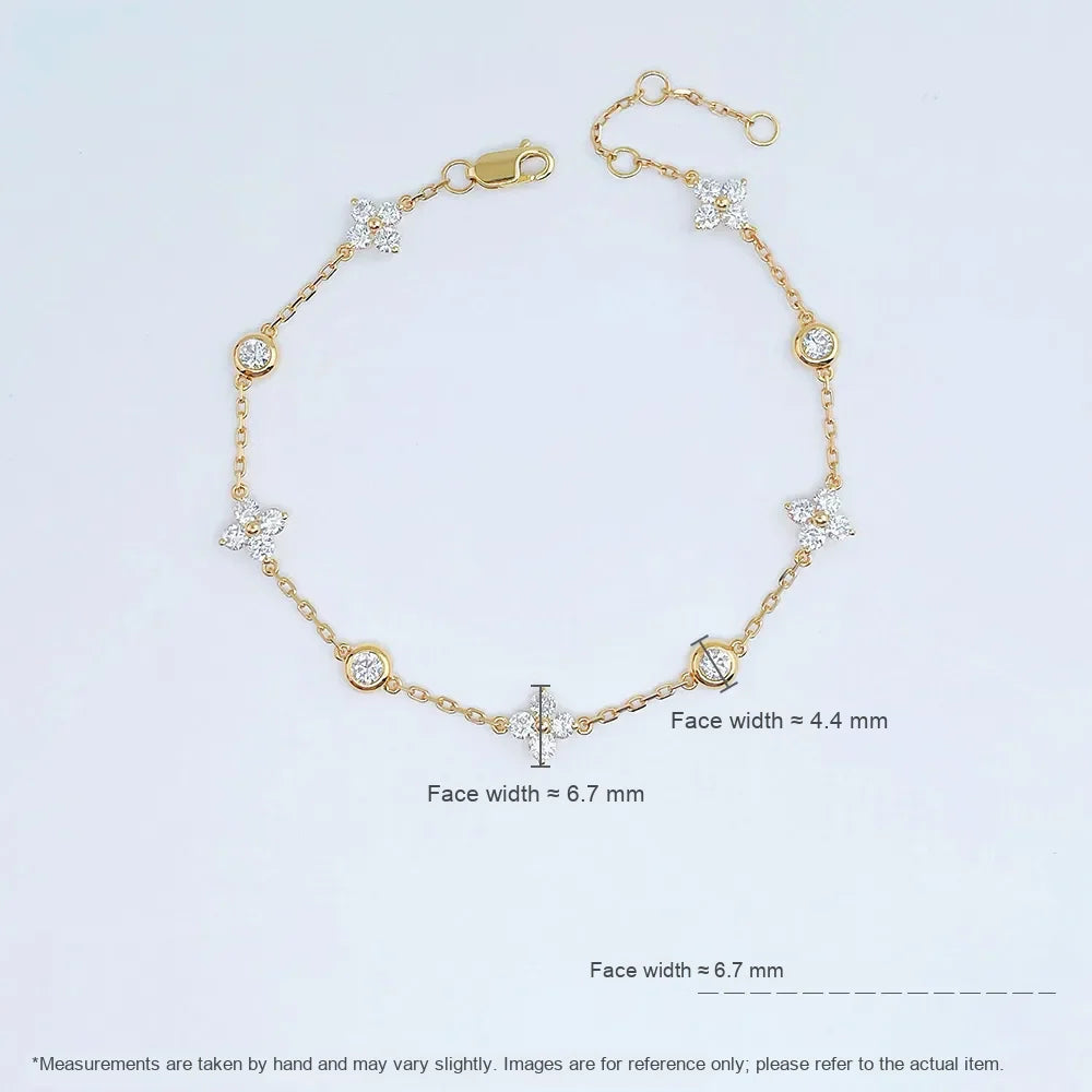 Four-Leaf Clover Round-Cut Lab-Grown Diamond Bracelet in 18K Yellow Gold – APYB00016-Y