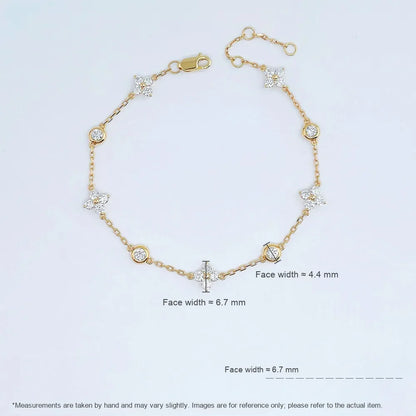 Four-Leaf Clover Round-Cut Lab-Grown Diamond Bracelet in 18K Yellow Gold – APYB00016-Y