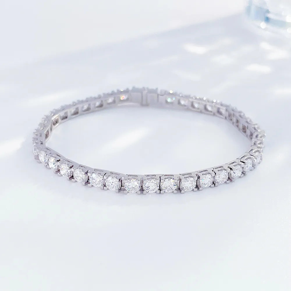 2.95 ctw Statement Round-Cut Lab-Grown Diamond Bracelet in 18K White Gold