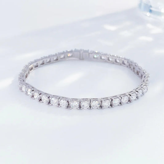2.95 ctw Statement Round-Cut Lab-Grown Diamond Bracelet in 18K White Gold