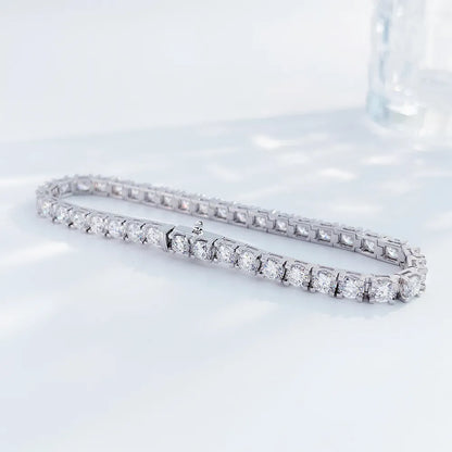 2.95 ctw Statement Round-Cut Lab-Grown Diamond Bracelet in 18K White Gold