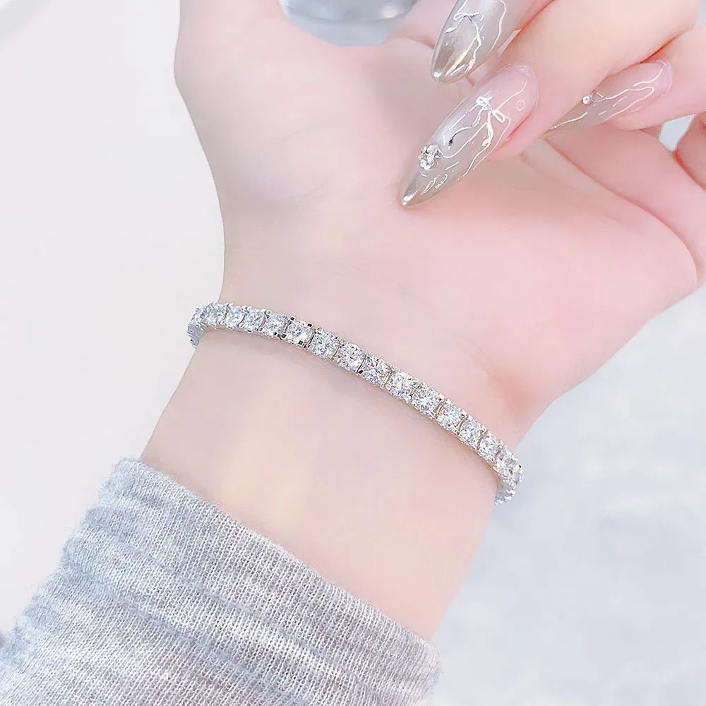2.95 ctw Statement Round-Cut Lab-Grown Diamond Bracelet in 18K White Gold