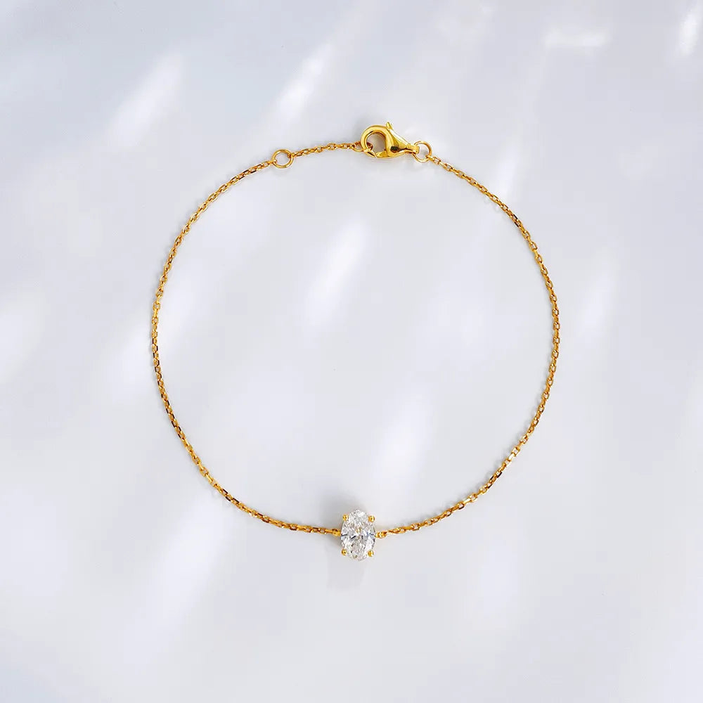 0.51 ctw Minimalist Four-Prong Oval-Cut Lab-Grown Diamond Bracelet in 18K Yellow Gold