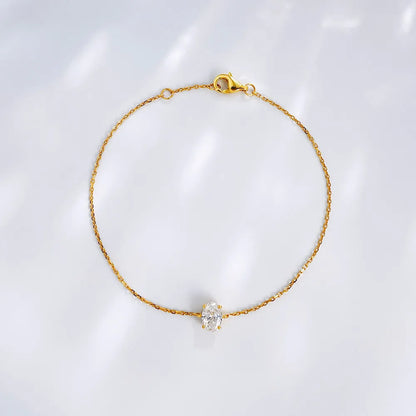 0.51 ctw Minimalist Four-Prong Oval-Cut Lab-Grown Diamond Bracelet in 18K Yellow Gold