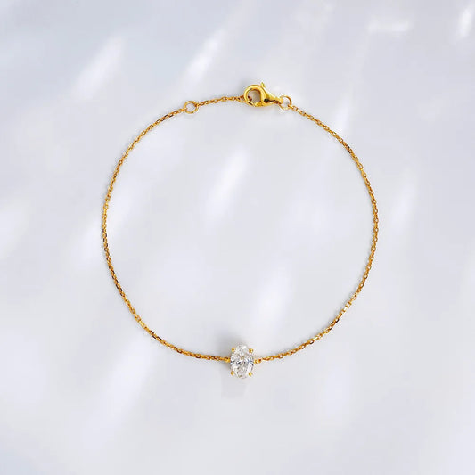 0.51 ctw Minimalist Four-Prong Oval-Cut Lab-Grown Diamond Bracelet in 18K Yellow Gold