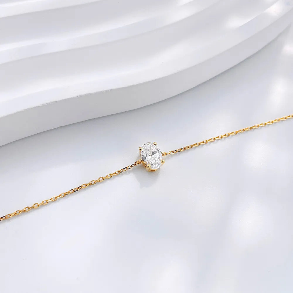 0.51 ctw Minimalist Four-Prong Oval-Cut Lab-Grown Diamond Bracelet in 18K Yellow Gold