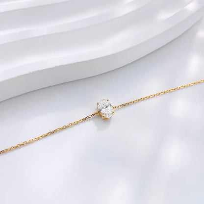 0.51 ctw Minimalist Four-Prong Oval-Cut Lab-Grown Diamond Bracelet in 18K Yellow Gold