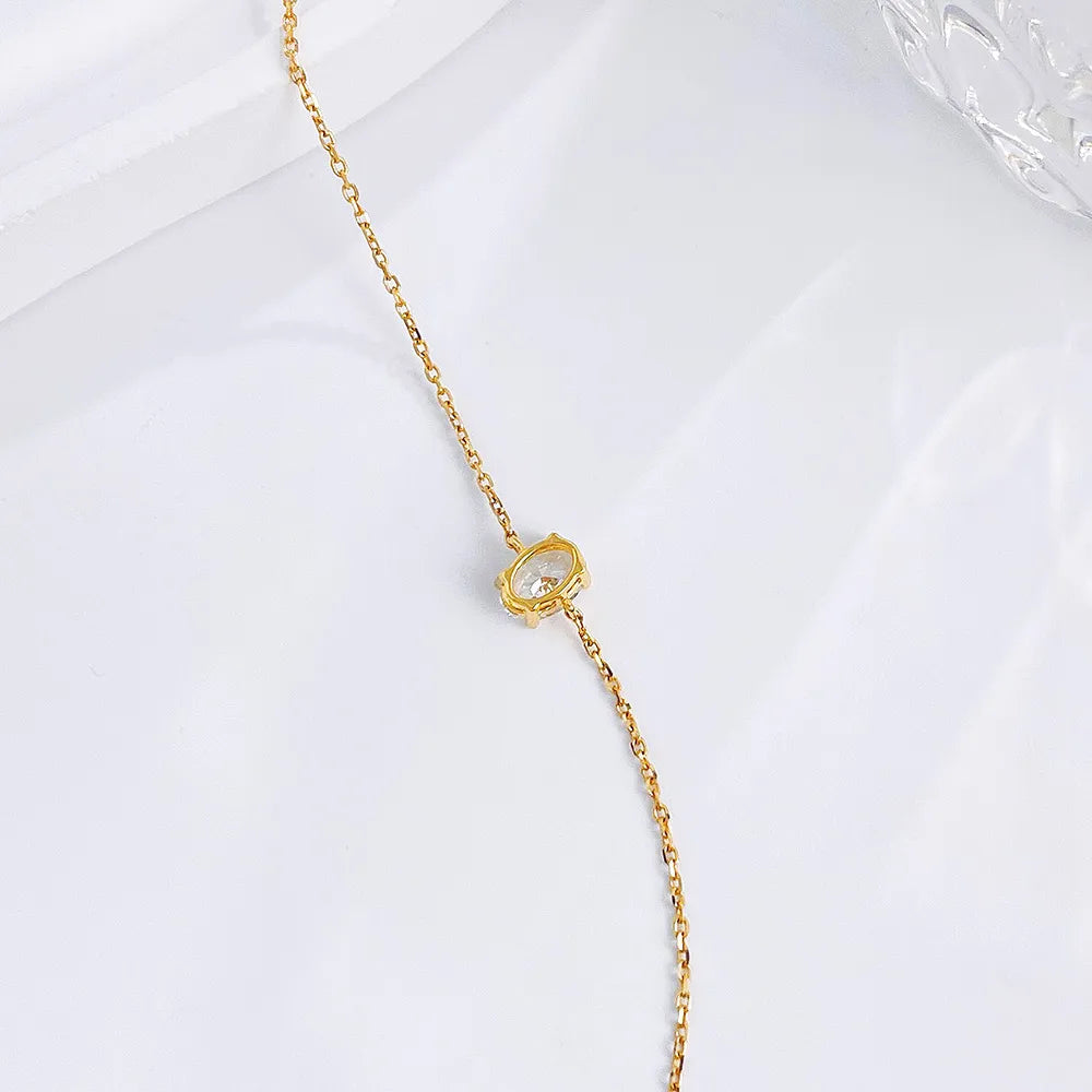 0.51 ctw Minimalist Four-Prong Oval-Cut Lab-Grown Diamond Bracelet in 18K Yellow Gold