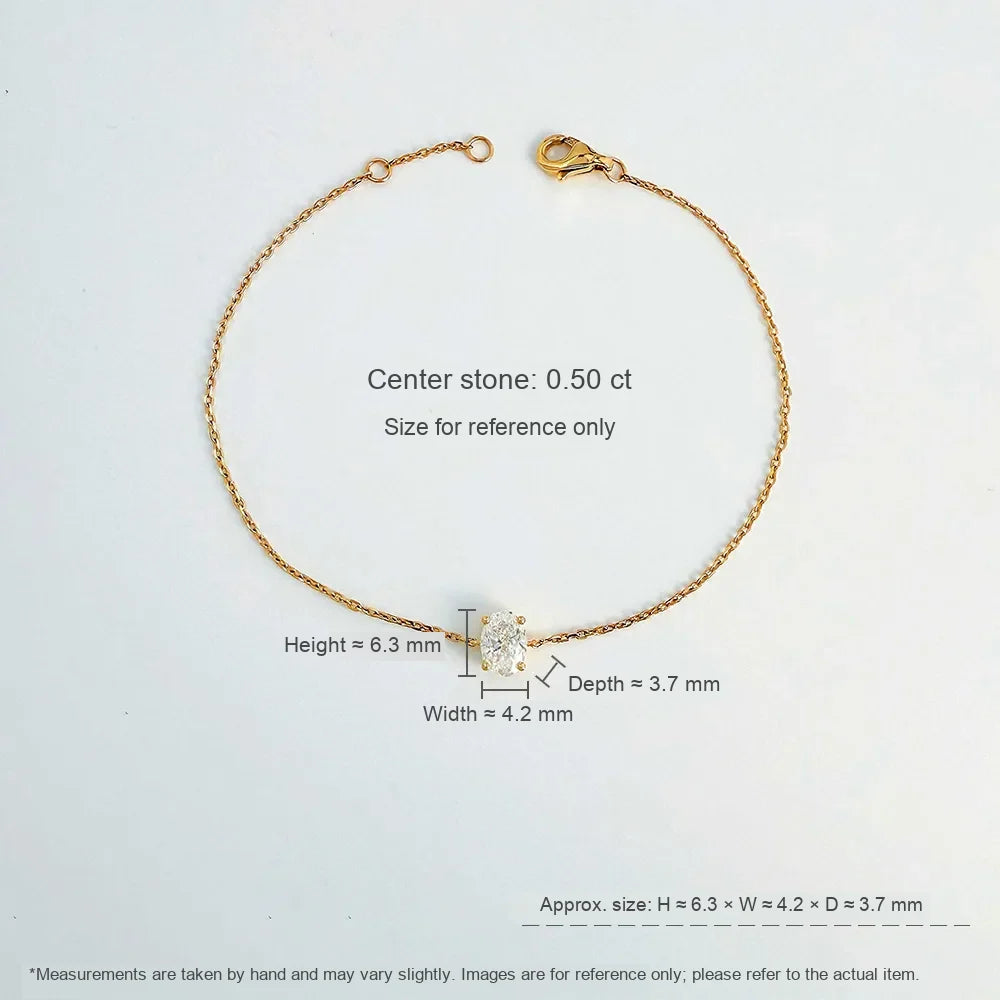 0.51 ctw Minimalist Four-Prong Oval-Cut Lab-Grown Diamond Bracelet in 18K Yellow Gold