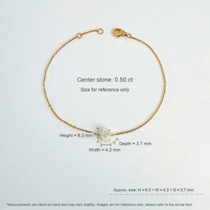 0.51 ctw Minimalist Four-Prong Oval-Cut Lab-Grown Diamond Bracelet in 18K Yellow Gold