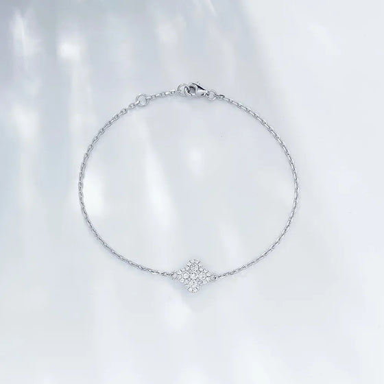 0.45 ctw Four-Leaf Clover Round-Cut Lab-Grown Diamond Bracelet in PT950 Platinum