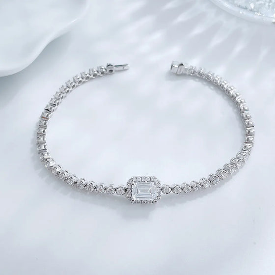 2.95 ctw Statement Emerald-Cut Lab-Grown Diamond Bracelet in 18K White Gold