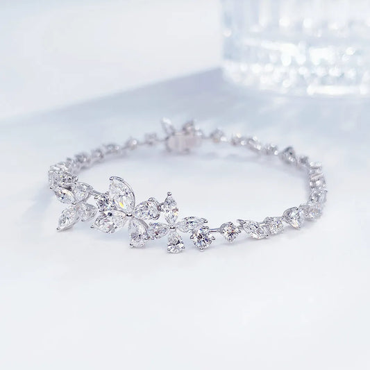 6.3 ctw Butterfly Mixed-Cut Lab-Grown Diamond Bracelet in 18K White Gold