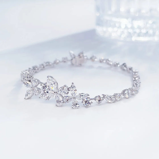 6.3 ctw Butterfly Mixed-Cut Lab-Grown Diamond Bracelet in 18K White Gold