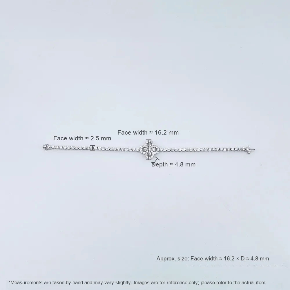 4.15 ctw Four-Leaf Clover Round-Cut Lab-Grown Diamond Bracelet in 18K White Gold