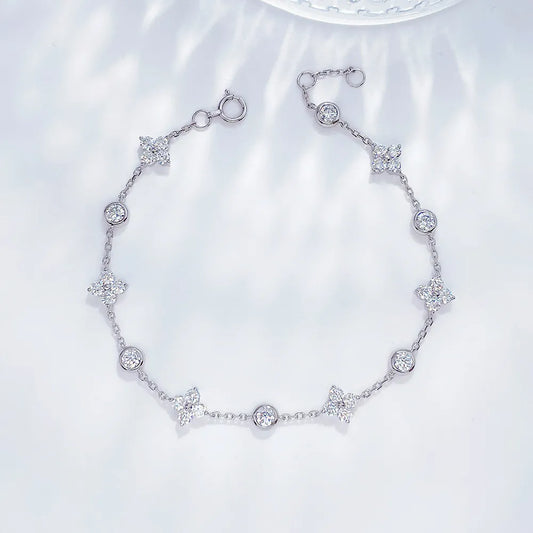 1.78 ctw Four-Leaf Clover Round-Cut Lab-Grown Diamond Bracelet in PT950 Platinum