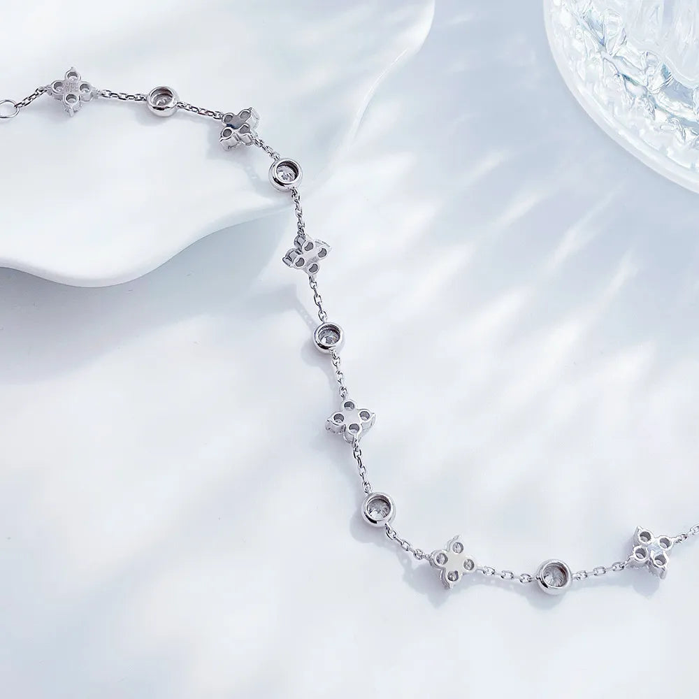 1.78 ctw Four-Leaf Clover Round-Cut Lab-Grown Diamond Bracelet in PT950 Platinum