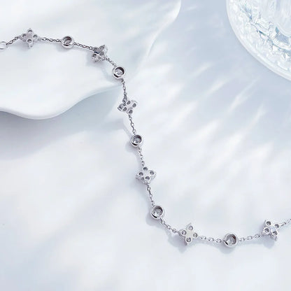 1.78 ctw Four-Leaf Clover Round-Cut Lab-Grown Diamond Bracelet in PT950 Platinum
