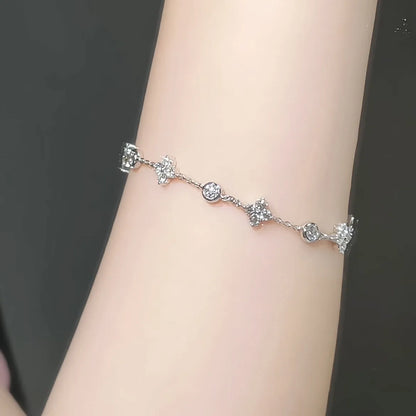 1.78 ctw Four-Leaf Clover Round-Cut Lab-Grown Diamond Bracelet in PT950 Platinum