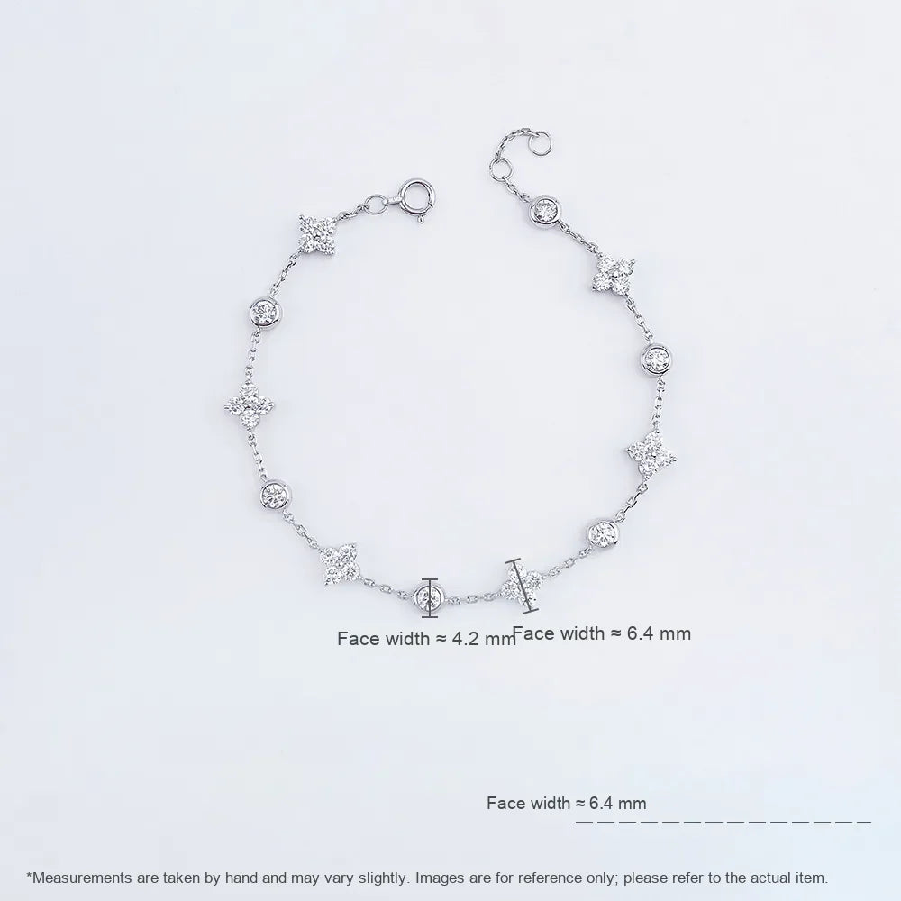 1.78 ctw Four-Leaf Clover Round-Cut Lab-Grown Diamond Bracelet in PT950 Platinum