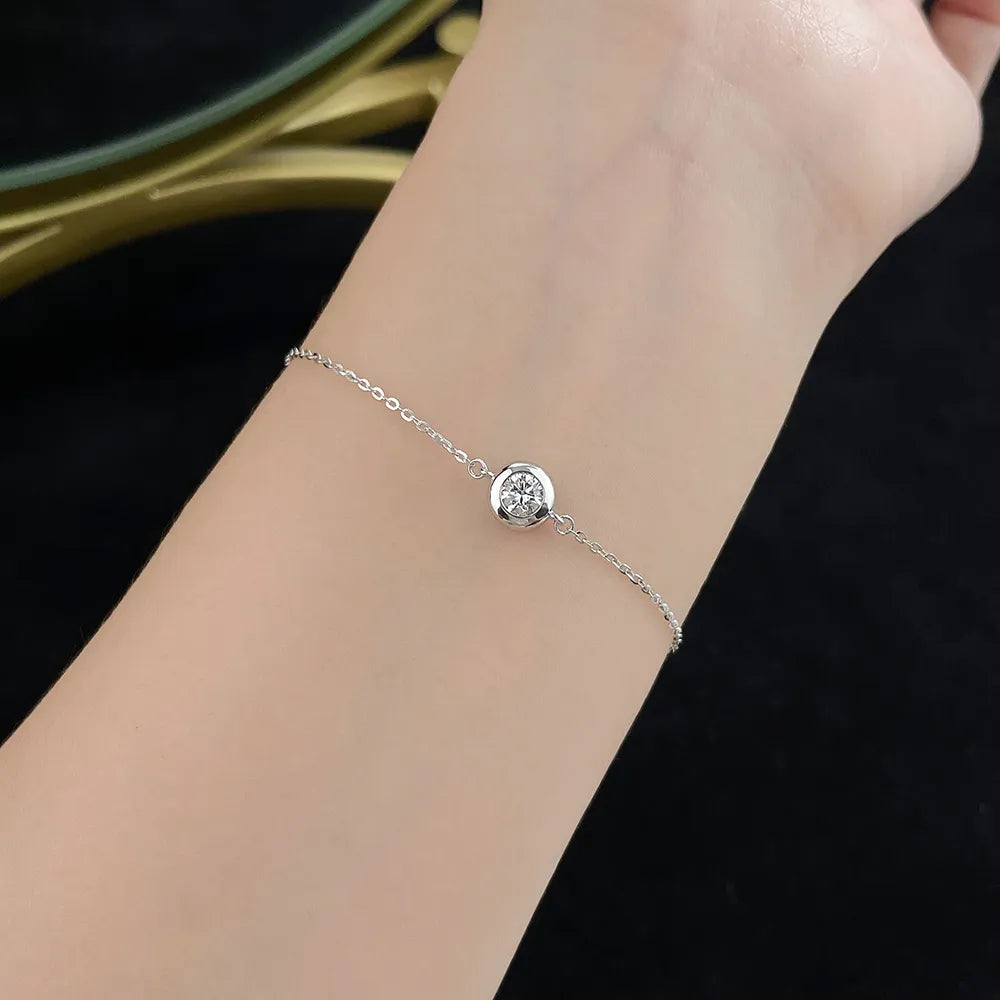 0.32 ctw Minimalist Round-Cut Lab-Grown Diamond Bracelet in 925 Sterling Silver