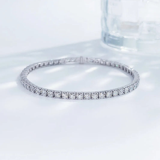3.47 ctw Statement Round-Cut Lab-Grown Diamond Bracelet in 18K White Gold