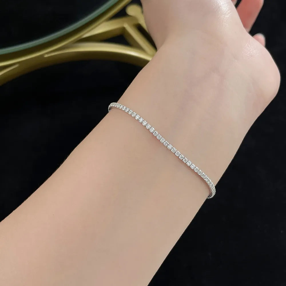 1.1 ctw Celestial Adjustable Round-Cut Lab-Grown Diamond Bracelet in 925 Sterling Silver