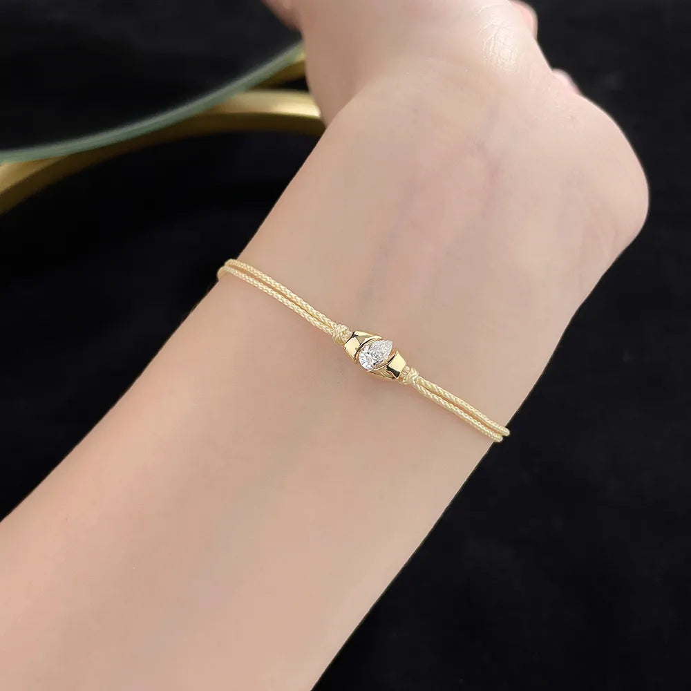 0.34 ctw Minimalist Round-Cut Lab-Grown Diamond Beaded Bracelet in 18K Yellow Gold