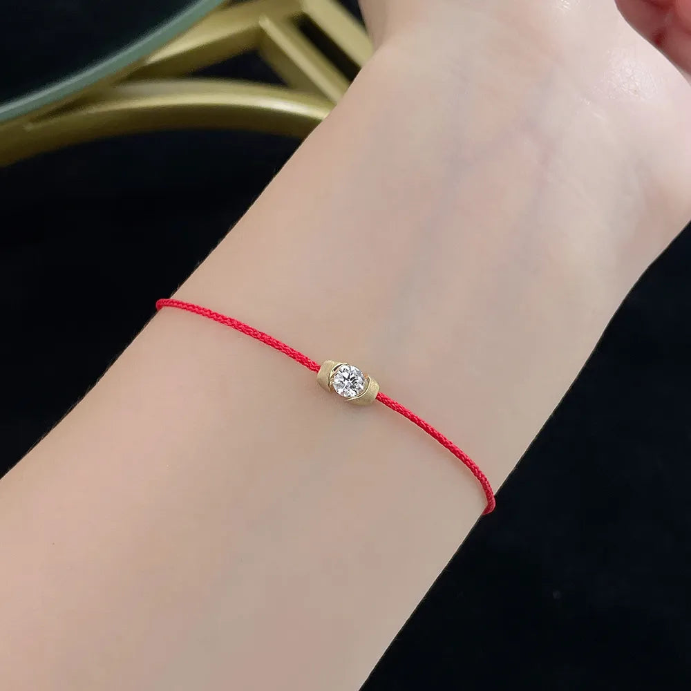 Minimalist Round-Cut Lab-Grown Diamond Beaded Bracelet in 18K Yellow Gold – APYB0049-Y