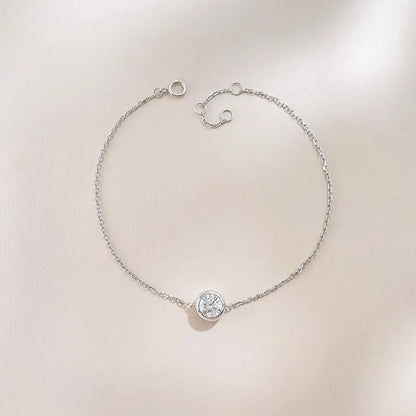 0.53 ctw Minimalist Adjustable Round-Cut Lab-Grown Diamond Bracelet in 18K White Gold