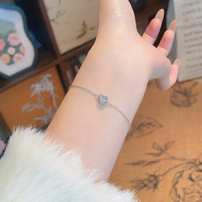 0.53 ctw Minimalist Adjustable Round-Cut Lab-Grown Diamond Bracelet in 18K White Gold