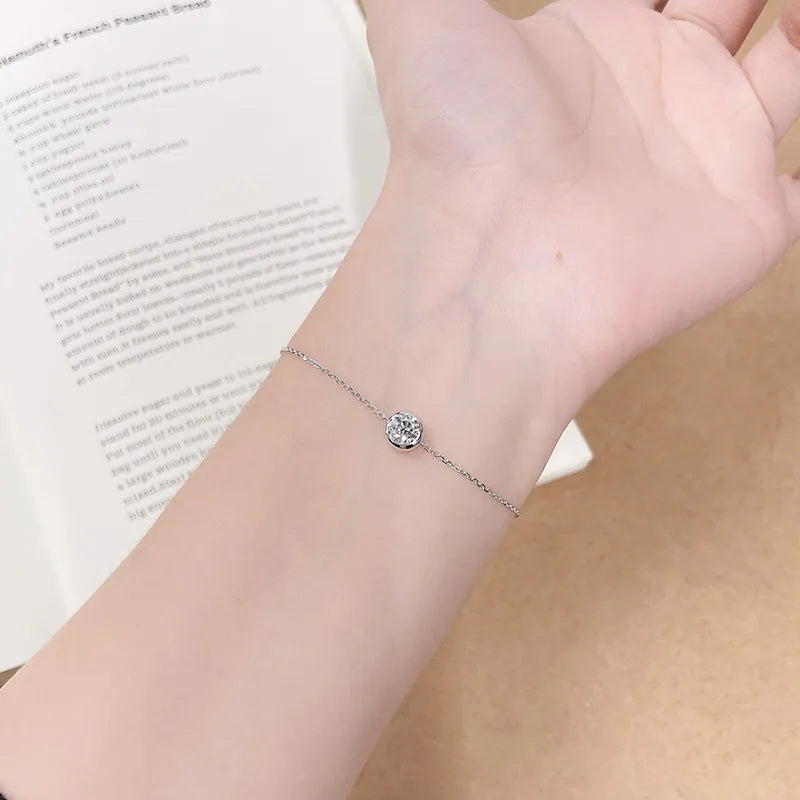 0.53 ctw Minimalist Adjustable Round-Cut Lab-Grown Diamond Bracelet in 18K White Gold