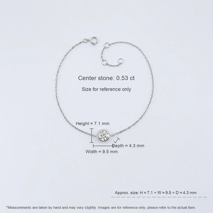 0.53 ctw Minimalist Adjustable Round-Cut Lab-Grown Diamond Bracelet in 18K White Gold