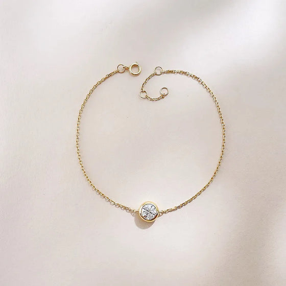 0.55 ctw Minimalist Adjustable Round-Cut Lab-Grown Diamond Bracelet in 18K Yellow Gold