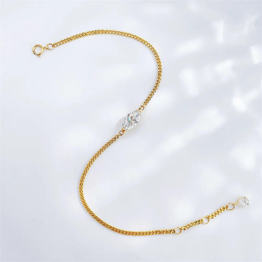 0.66 ctw Minimalist Marquise-Cut Lab-Grown Diamond Bracelet in 18K Yellow Gold