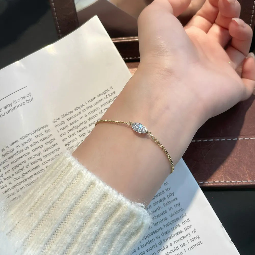 0.66 ctw Minimalist Marquise-Cut Lab-Grown Diamond Bracelet in 18K Yellow Gold
