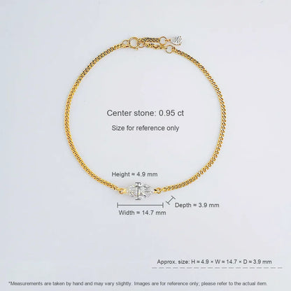 0.66 ctw Minimalist Marquise-Cut Lab-Grown Diamond Bracelet in 18K Yellow Gold